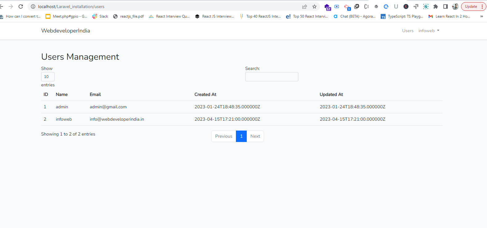 Datatable Guide Web Dev how to apply/add datatable in laravel 8 - webdeveloperindia.in | Web ...